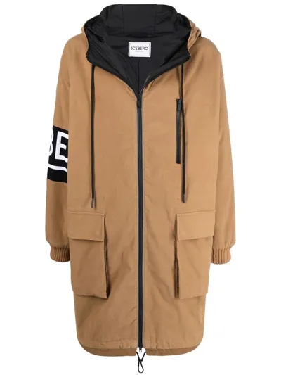 Iceberg Logo-print Sleeve Parka In Braun