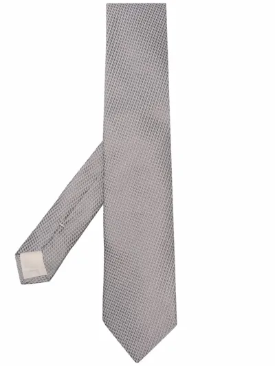 D4.0 Textured Silk Tie In Grau