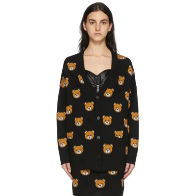 Moschino Black All Over Teddy Bear Cardigan