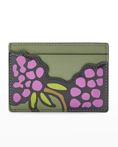 Loewe Herbarium-print Leather Card Holder In 6424 Rosemary