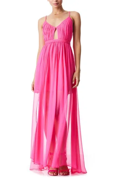 Alice And Olivia Tamar Cutout Pleated Silk-chiffon Maxi Dress In Nocolor