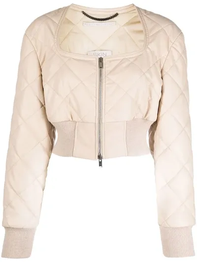 Stella Mccartney Cropped Quilted Jacket In Neutrals