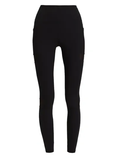 Blanc Noir Directional Ribbed Leggings In Black