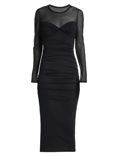 Giorgio Armani Ruched Twist-bustier Midi Dress In Nero