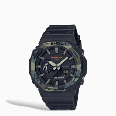 Casio G-shock Camouflage Resin And Carbon Ga-2100 Watch In Multicolor