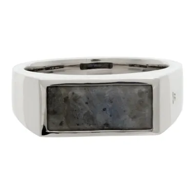 Tom Wood Silver & Black Larvikite Peaky Ring In Silber