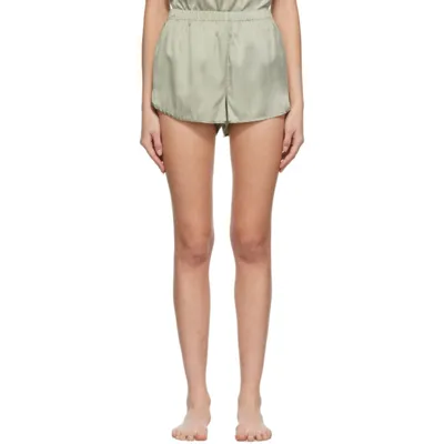 Skims Green Silk Sleep Tap Shorts In Talc