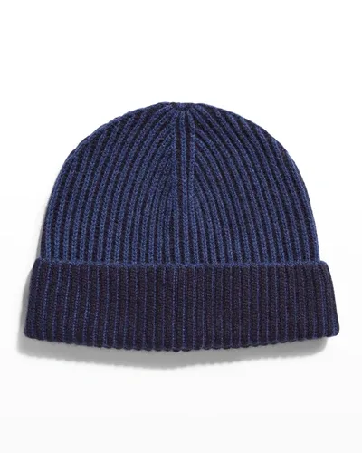 Neiman Marcus Men's Cashmere Beanie Hat In Blue