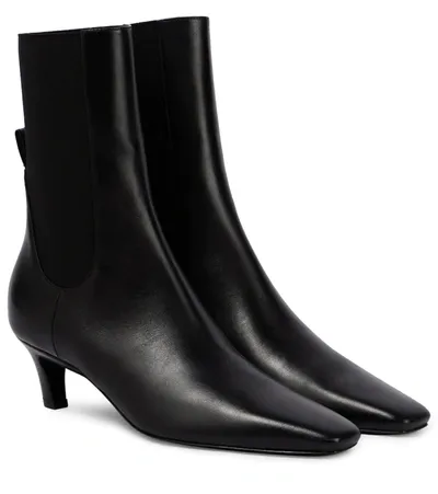 Totême Leather Ankle Boots In Black