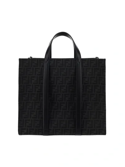 Fendi Ff Motif Jacquard Tote Bag In Black