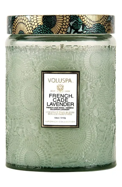 Voluspa French Cade & Lavender Glass Jar Candle 18 oz/ 510 G In French Cade Lavender