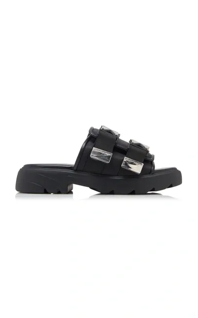 Bottega Veneta Flash Buckled Leather And Rubber Sandals In Black