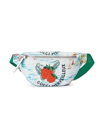 Gucci Strawberry Belt Bag In Blau