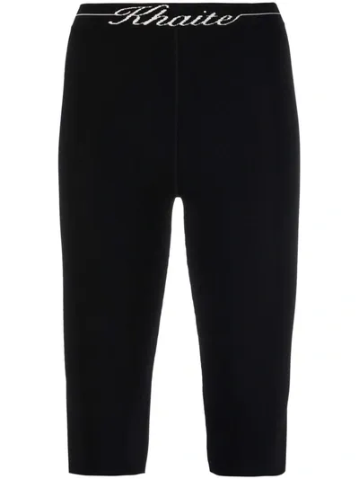 Khaite Harden Intarsia Ribbed Stretch-jersey Shorts In Black