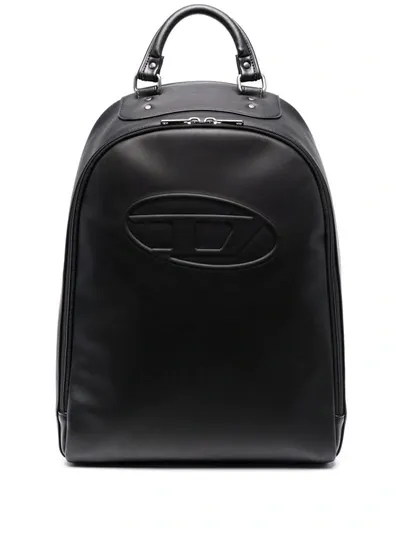 Diesel Red Tag Embossed-logo Backpack In Schwarz