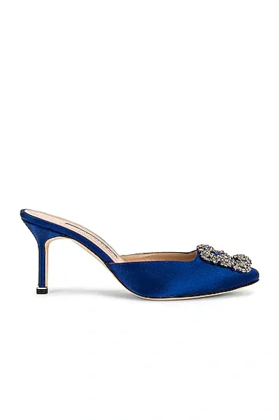 Manolo Blahnik Hangisimu 70 Mule In True Blue