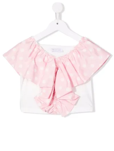 Monnalisa Kids' Ruffle-trim Short-sleeve Top In Pink