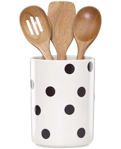 Kate Spade Scatter Dot Utensil Crock With Servers In White