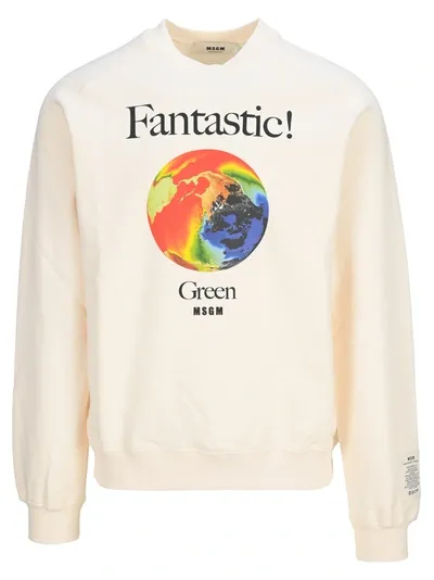 Msgm Fantastic Green Sweatshirt - Atterley In White