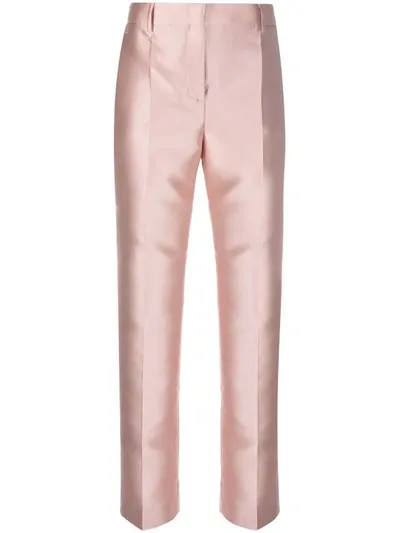 Alberta Ferretti Metallic-finish Straight-leg Trousers In Pink