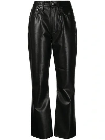 Agolde Black High Waisted Flared Pants In Nero