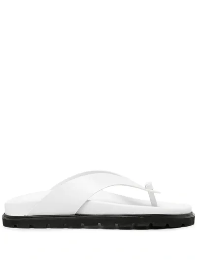 Reike Nen Two-tone Leather Flip Flops In White