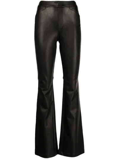 Spanx Womens Noir Black Leather-like Flare Pant M In Luxe Black