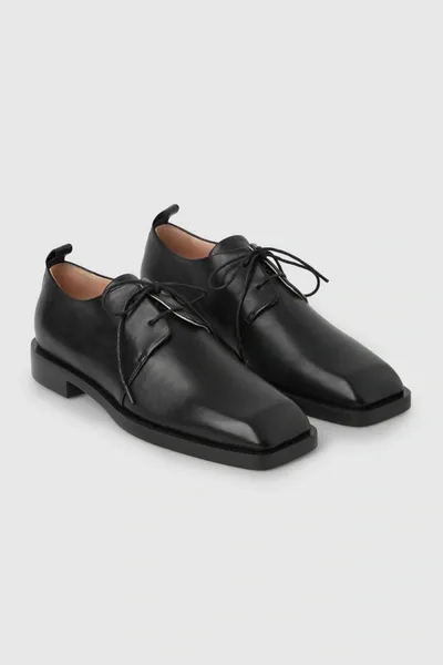 Cos Square Toe Leather Brogues In Black