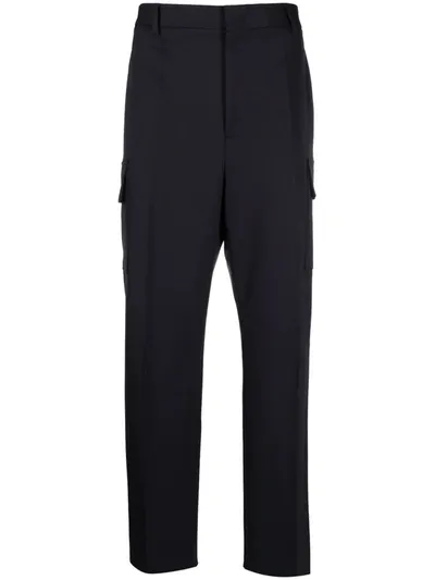 Valentino Multiple-pocket Tailored Trousers In Blue