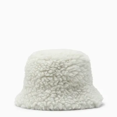 Prada Off White Wool Blend Bucket Hat In Beige