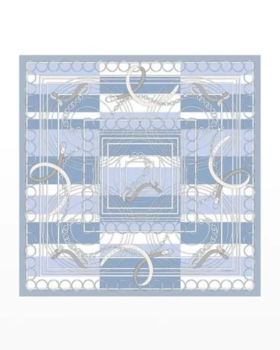 Rani Arabella Printed Cashmere-blend Scarf In Blue