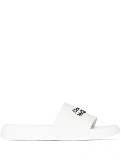 Alexander Mcqueen Logo-embossed Slides In White