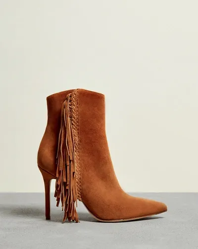 Veronica Beard Nyomi Fringe Bootie In Hazelwood