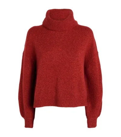 Alice And Olivia Oversized Cashmere-blend Turtleneck Sweater In Red