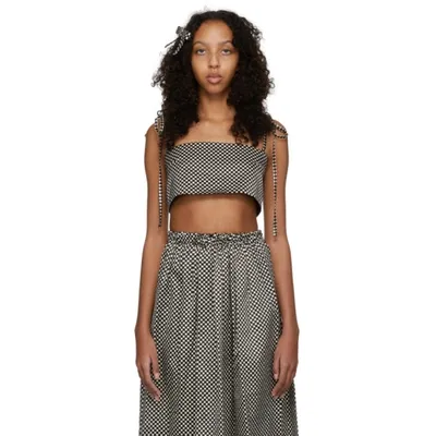 Ashley Williams Black & White Checkerboard Crop Camisole