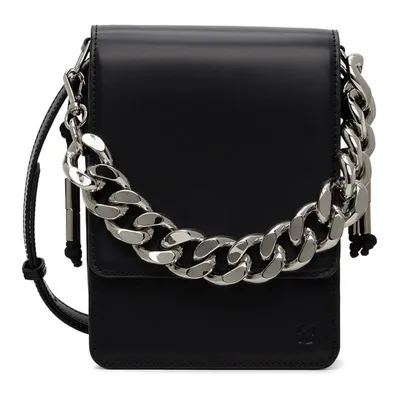 Kara Thick Chain Boxy Leather Crossbody Bag In Black