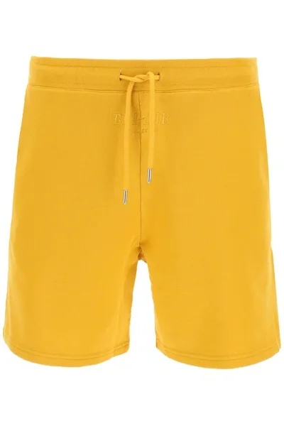 Bel-air Athletics Logo Embroidered Cotton Track Shorts In Yellow