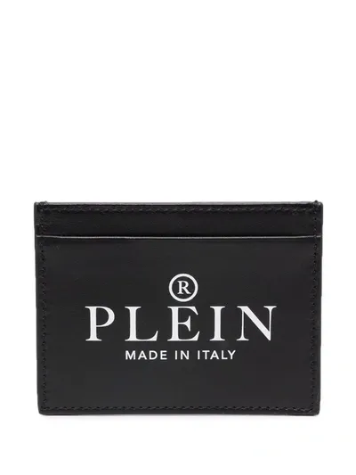 Philipp Plein Logo-print Leather Cardholder In Schwarz