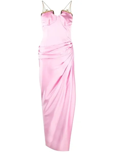 Moschino Ruched-effect Strapless Dress In Pink