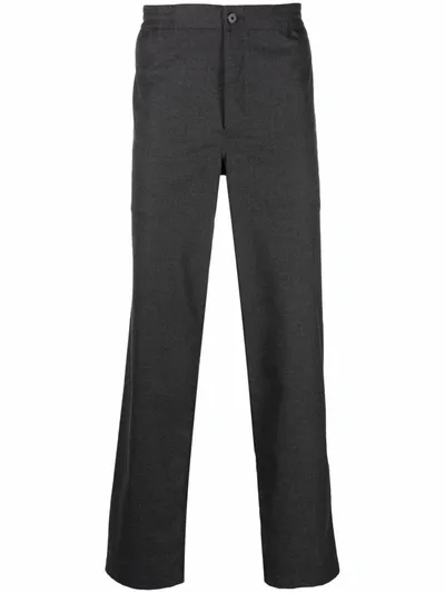 Theory Straight Elastic-waist Trousers In Grey