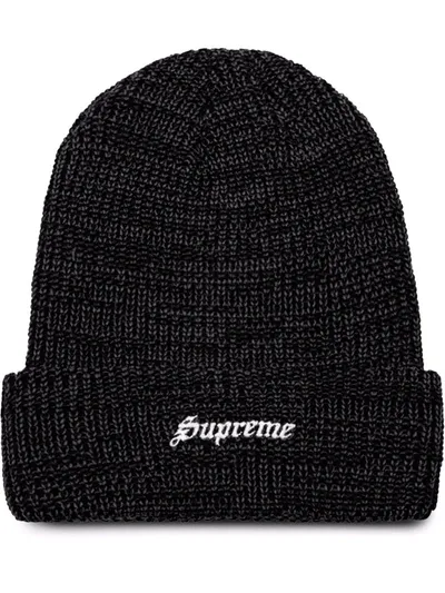 Supreme Twisted Loose Gauge Beanie In Schwarz