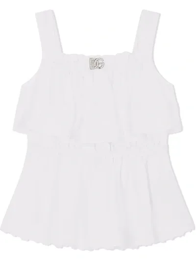 Dolce & Gabbana Kids' Logo-plaque Peplum Blouse In White