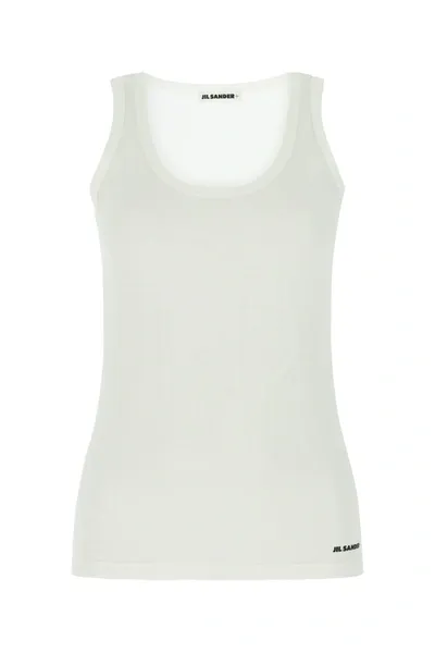 Jil Sander Plus Logo-print Scoop-neck Tank Top In Piuma