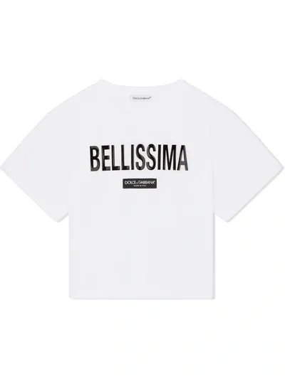 Dolce & Gabbana Kids' Bellissima Logo-print T-shirt In White