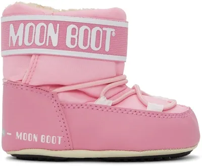 Moon Boot Baby Leather-trimmed Snow Boots In Light Pink