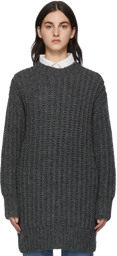 Ami Alexandre Mattiussi Hand-knitted Crewneck Sweater In Grey