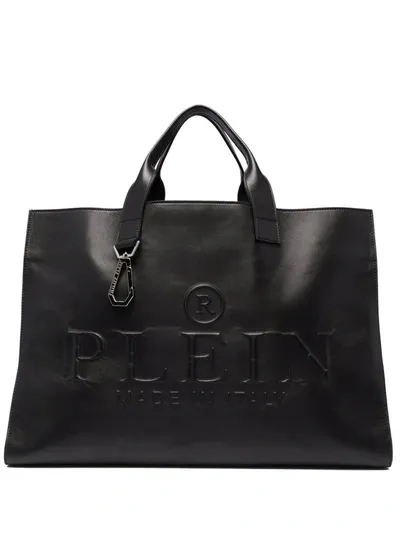 Philipp Plein Logo-debossed Leather Tote Bag In Black