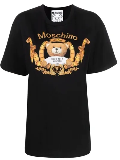 Moschino Teddy Bear-print Organic Cotton T-shirt In Schwarz