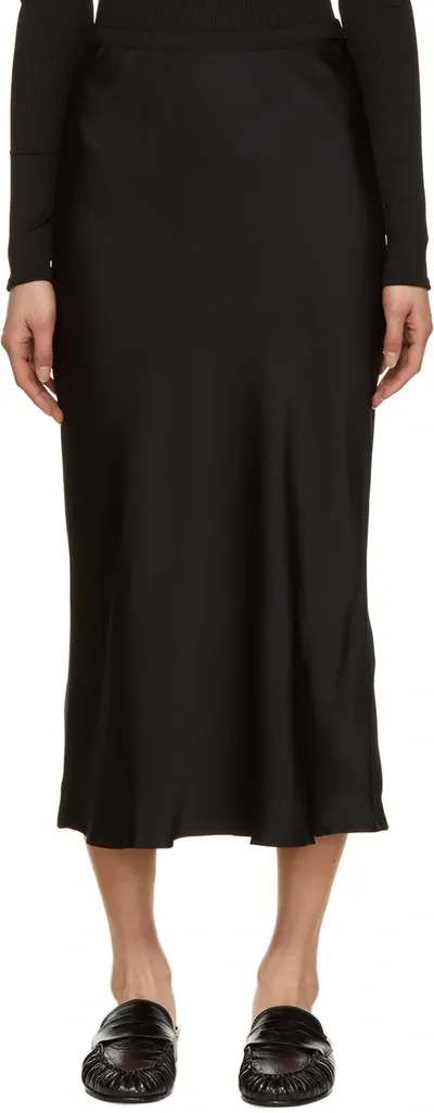 Anine Bing Black Silk Bar Mid-length Skirt