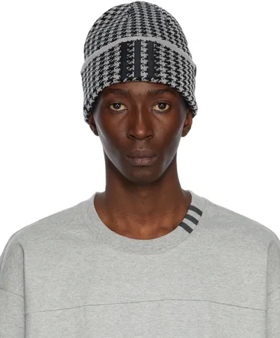 Adidas X Ivy Park Grey Patterned Beanie In Mgreyh/black